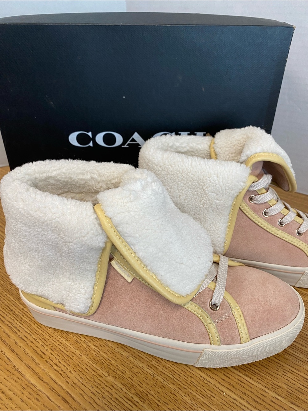 Coach Pink Suede Fold Over / Vanilla Cream/Pale Blush / Size 5.5
